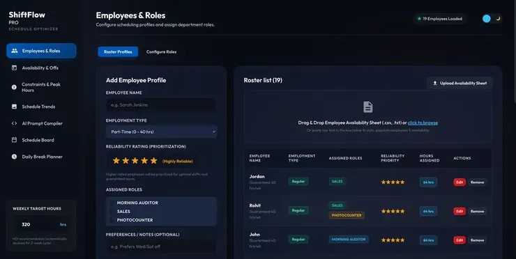 ShiftFlow PRO scheduling interface